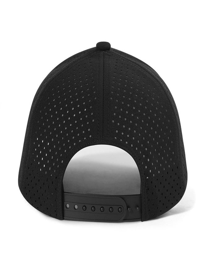VOBOOM Men Quick Dry Baseball Cap Laser Cut Mesh Ball Curved Brim Snapback Hat (Black) - Image 4